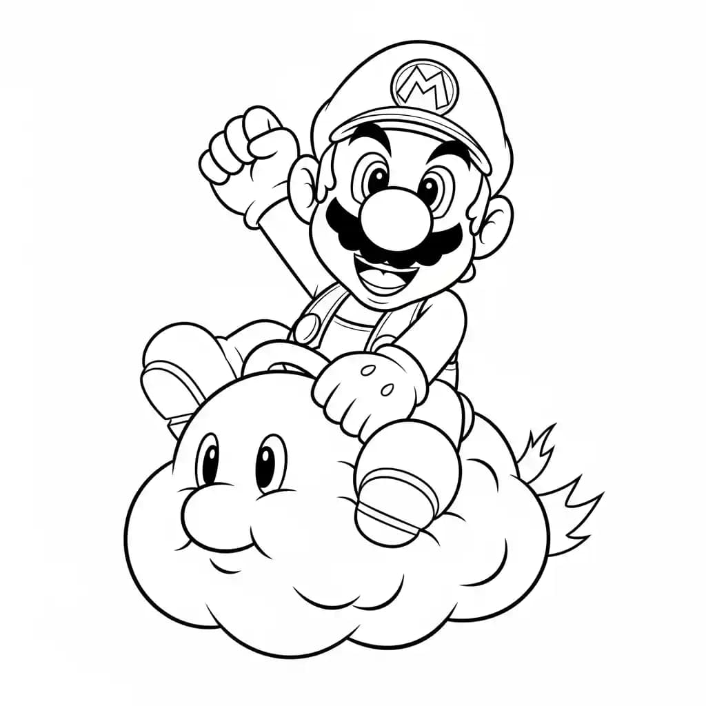 Mario Leuke kleurplaat van Mario om gratis te printen en creatief in te kleuren.