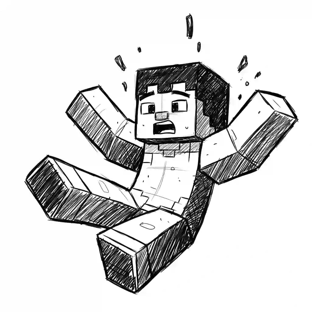 Minecraft Kleurplaat van Minecraft met bekende figuren en avontuurlijke elementen om zelf in te kleuren.