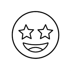 Emoji Kleurplaat van een eenvoudige Emoji-lijntekening om zelf creatief in te kleuren.