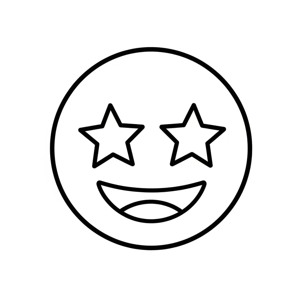 Emoji Kleurplaat van een eenvoudige Emoji-lijntekening om zelf creatief in te kleuren.