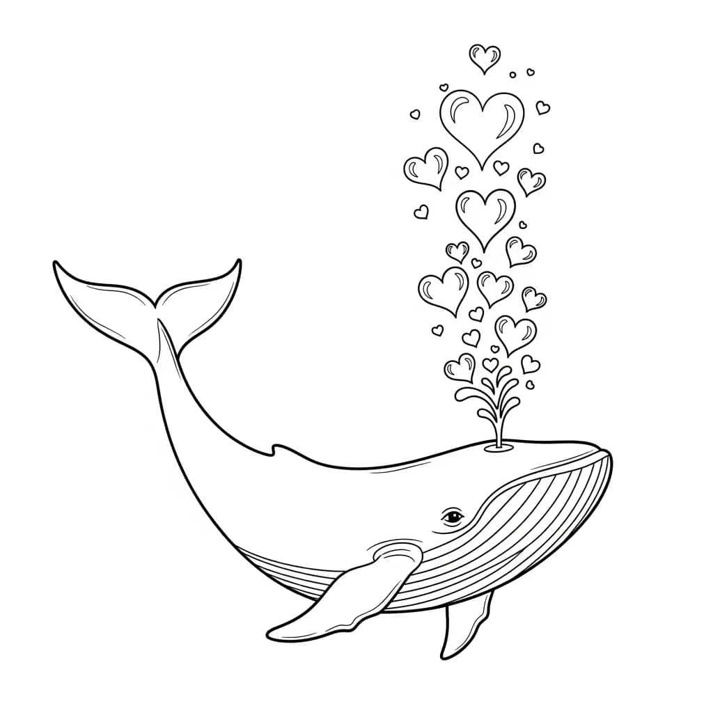Walvis Kleurplaat van een Walvis die kinderen en volwassenen creatief kunnen inkleuren.