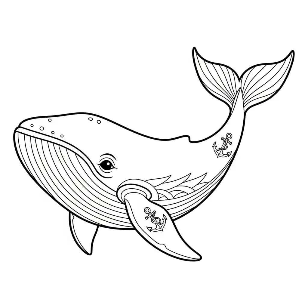 Walvis Kleurplaat van een Walvis die kinderen en volwassenen creatief kunnen inkleuren.