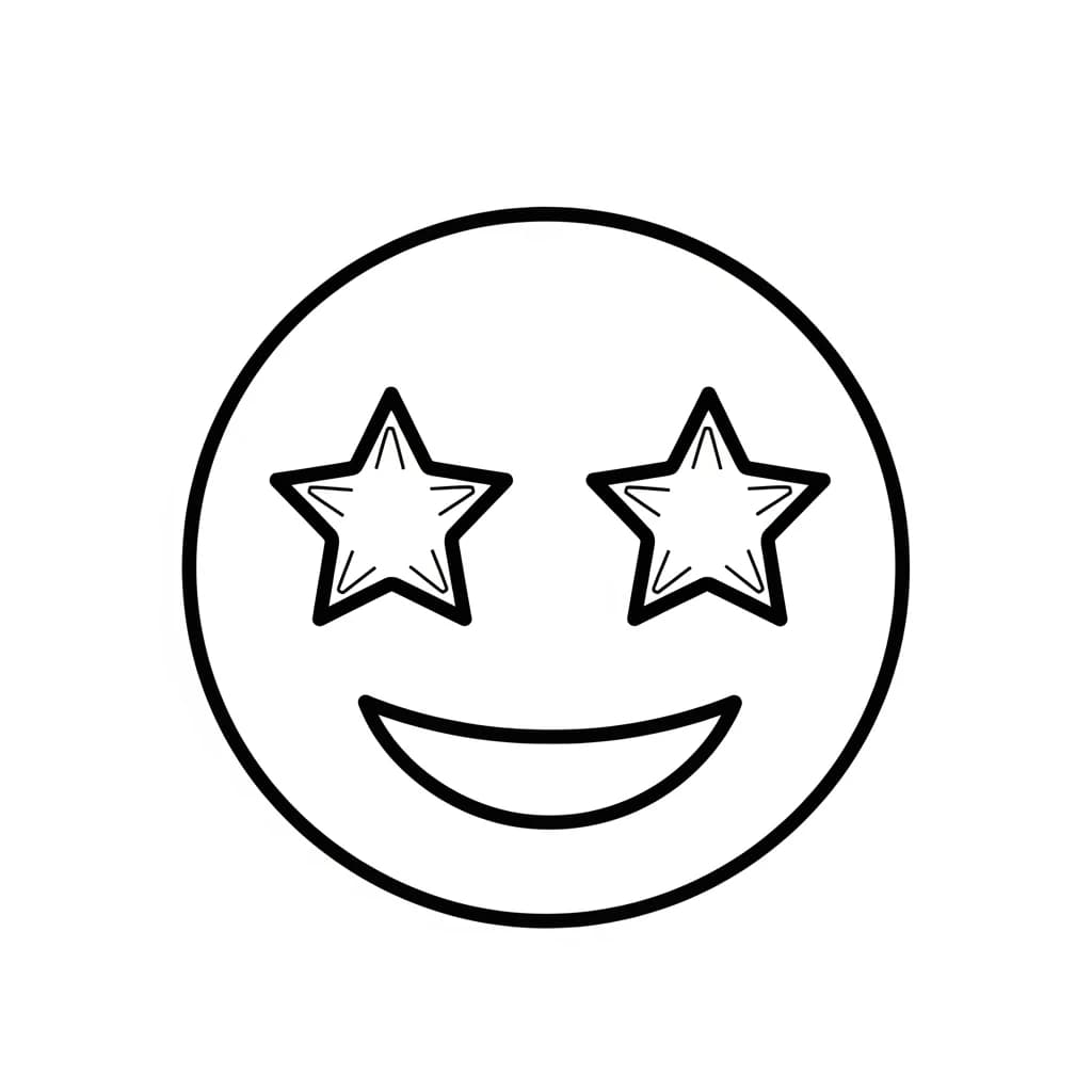 Emoji Kleurplaat van een eenvoudige Emoji-lijntekening om zelf creatief in te kleuren.