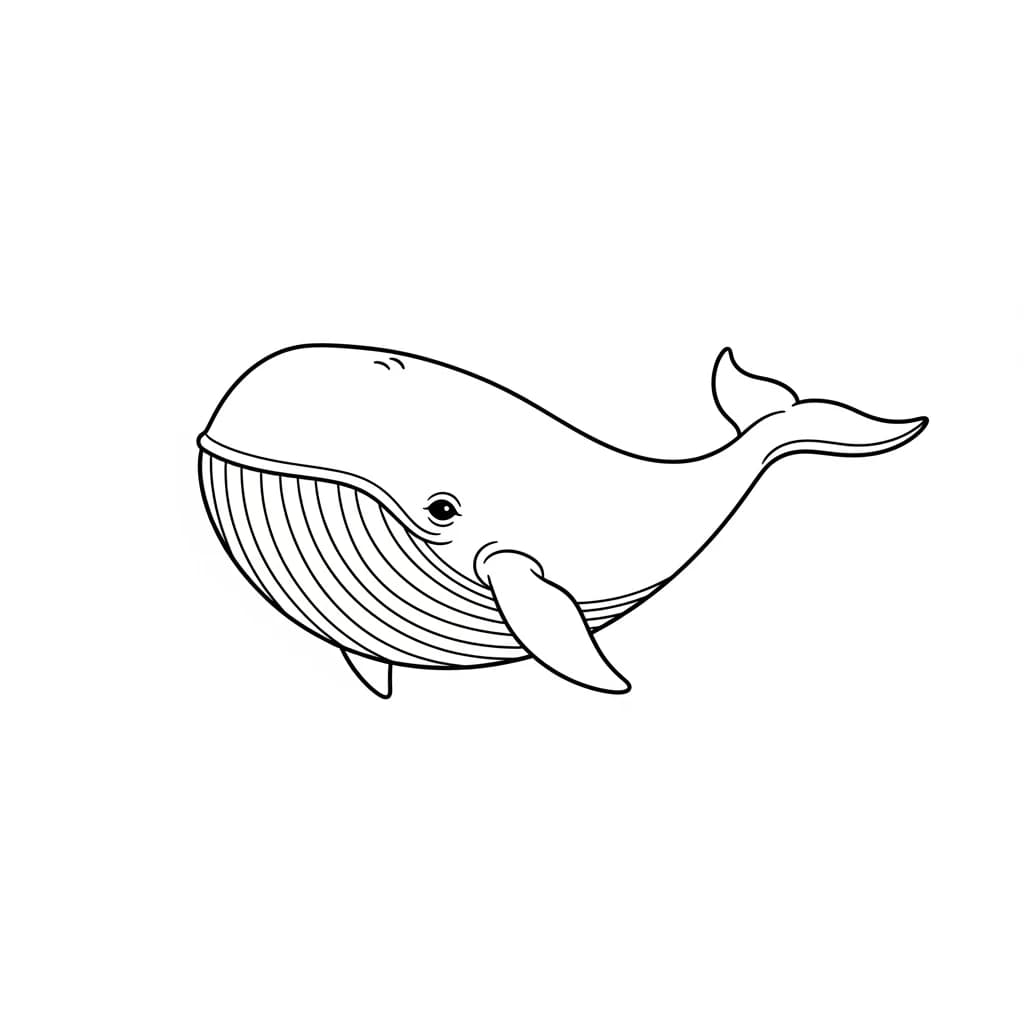 Walvis Kleurplaat van een Walvis die kinderen en volwassenen creatief kunnen inkleuren.
