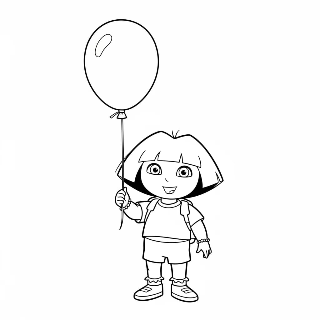 Dora Een eenvoudige en leuke kleurplaat van Dora om in te kleuren.