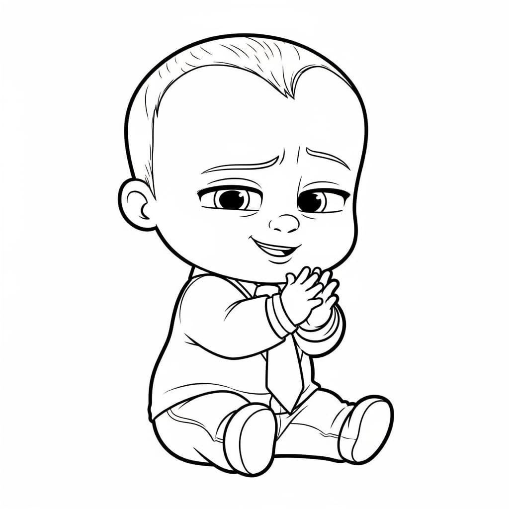 Boss Baby Kleurplaat Zwart-witte kleurplaat van Boss Baby, klaar om in te kleuren door kinderen en volwassenen.