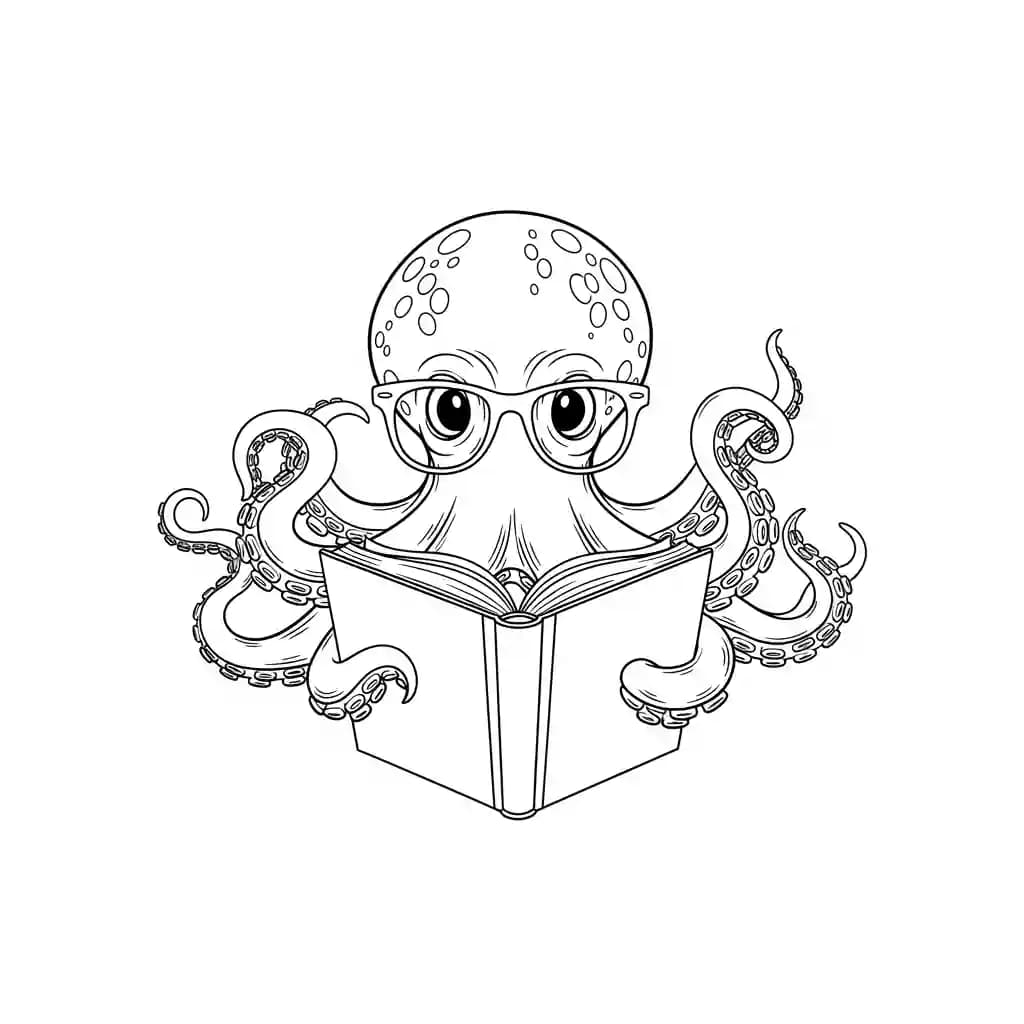 Octopus Kleurplaat van een vriendelijke Octopus die uitnodigt tot creatief inkleuren.
