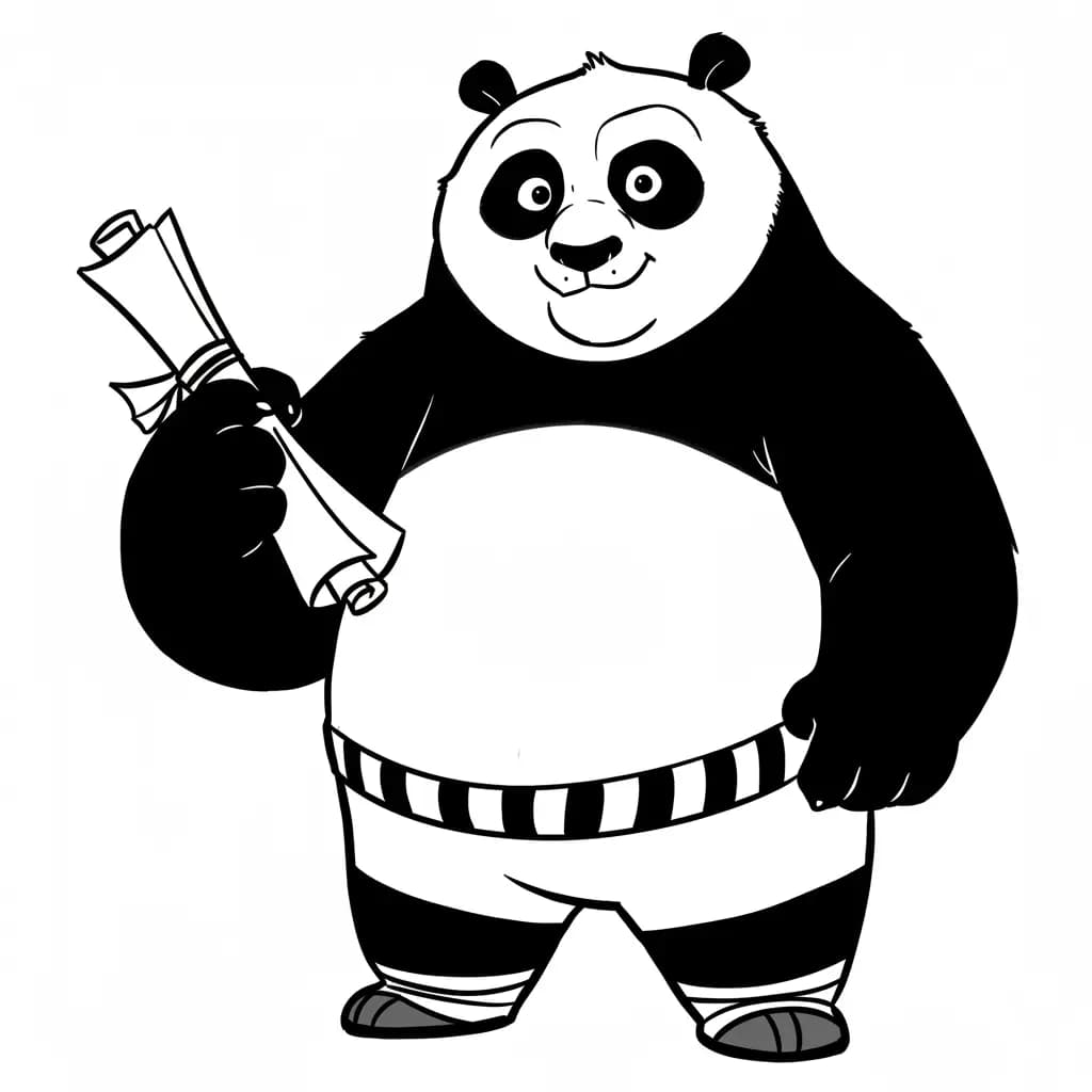 Kung Fu Panda Leuke kleurplaat van Kung Fu Panda met een vrolijke en actieve uitstraling.