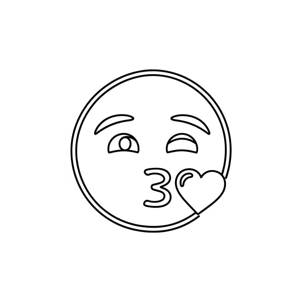Emoji Kleurplaat van een eenvoudige Emoji-lijntekening om zelf creatief in te kleuren.