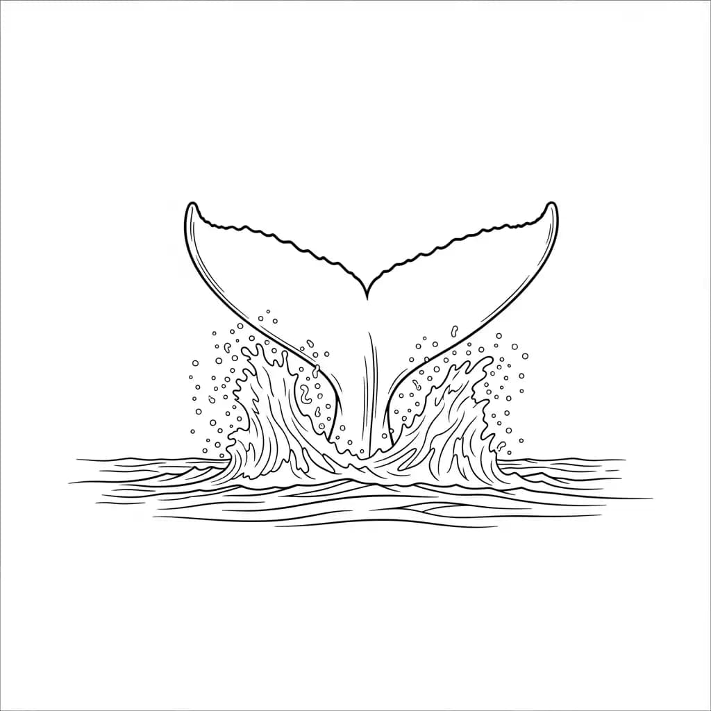Walvis Kleurplaat van een Walvis die kinderen en volwassenen creatief kunnen inkleuren.