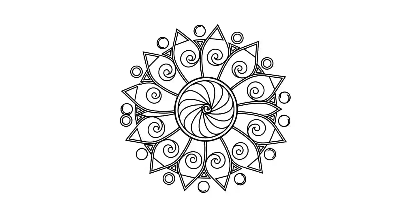Mandala Gedetailleerde Mandala kleurplaat met patronen voor ontspannend kleurplezier.