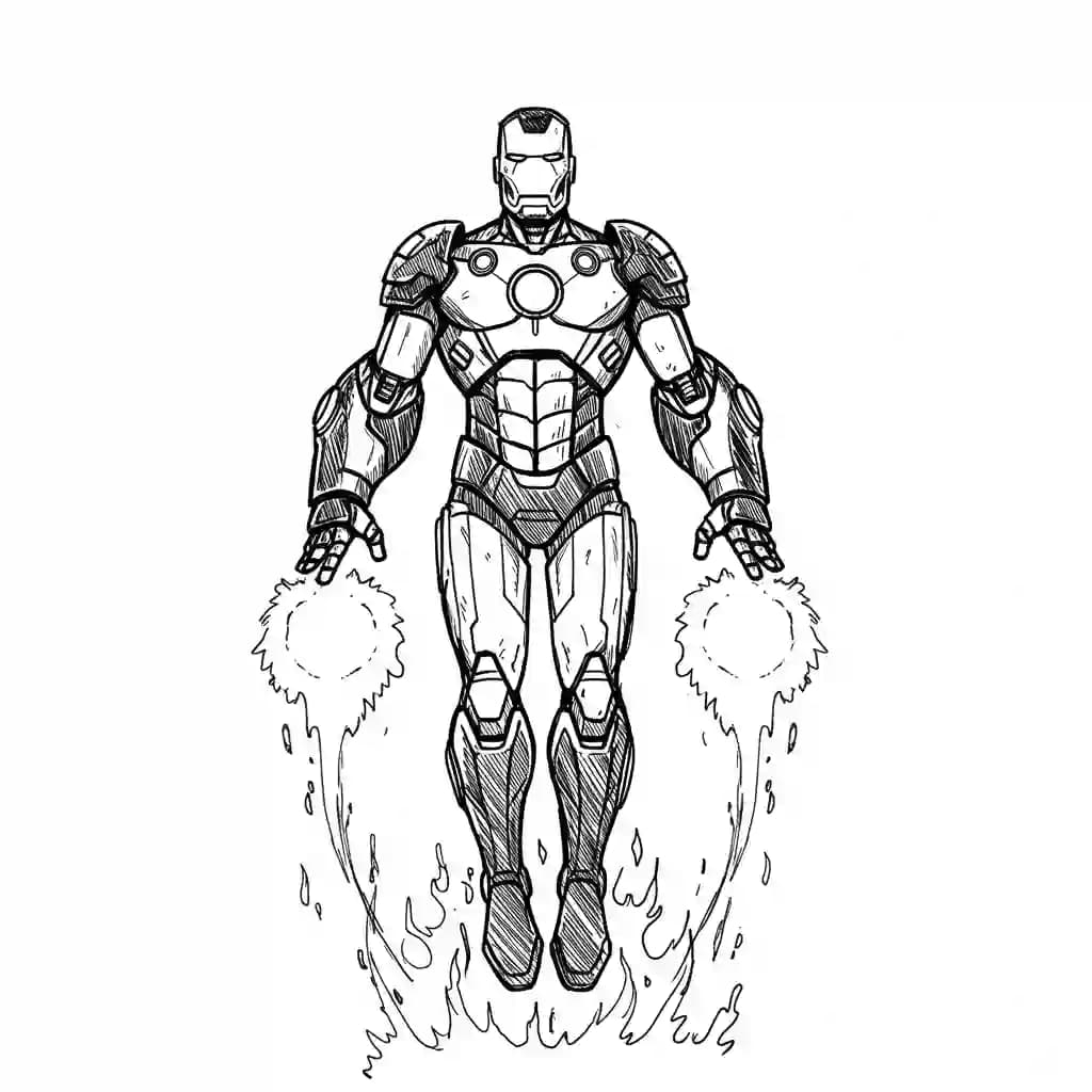 Iron Man Superheld Iron Man als kleurplaat om te printen en creatief in te kleuren.