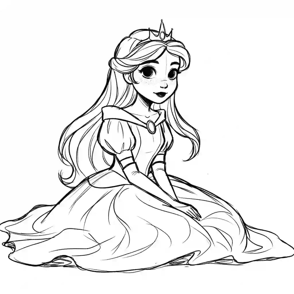 Prinses met kroon Kleurplaat van een prinses met kroon uit de categorie Prinsessen om in te kleuren.