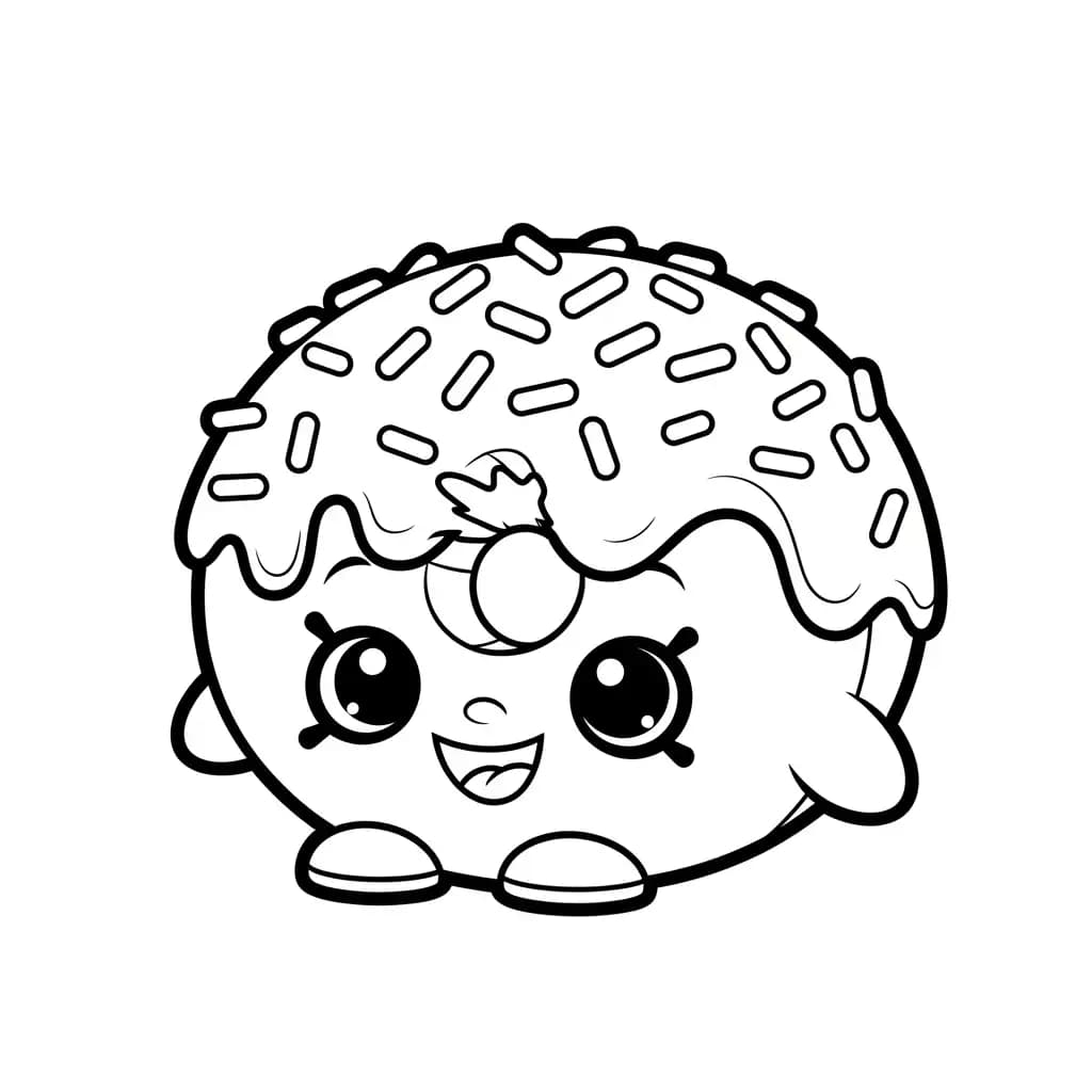 Shopkins Kleurplaat van Shopkins met een vrolijk en creatief thema om in te kleuren.
