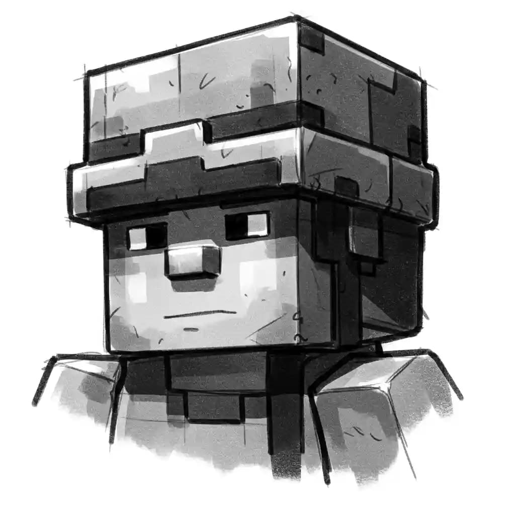 Minecraft Kleurplaat van Minecraft met bekende figuren en avontuurlijke elementen om zelf in te kleuren.