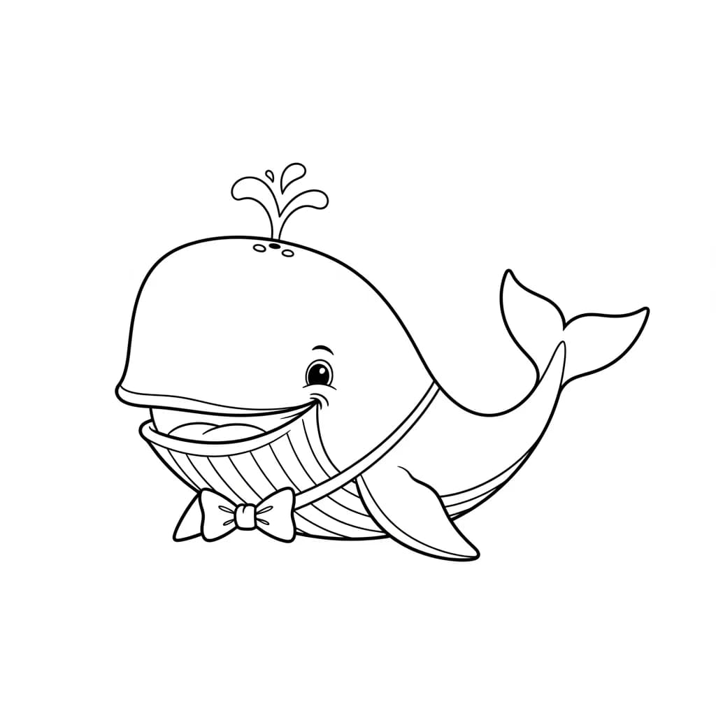 Walvis Kleurplaat van een Walvis die kinderen en volwassenen creatief kunnen inkleuren.