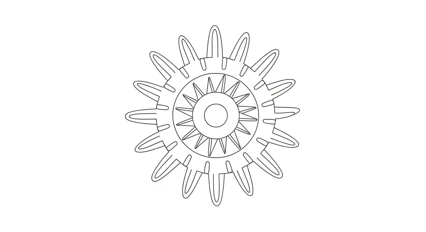 Mandala Mooie Mandala kleurplaat met symmetrische vormen om in te kleuren.