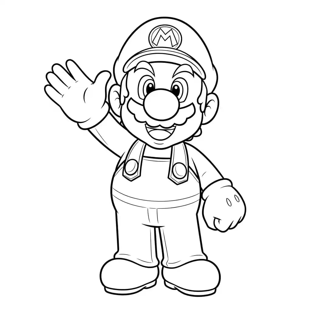 Mario Leuke kleurplaat van Mario om gratis te printen en creatief in te kleuren.