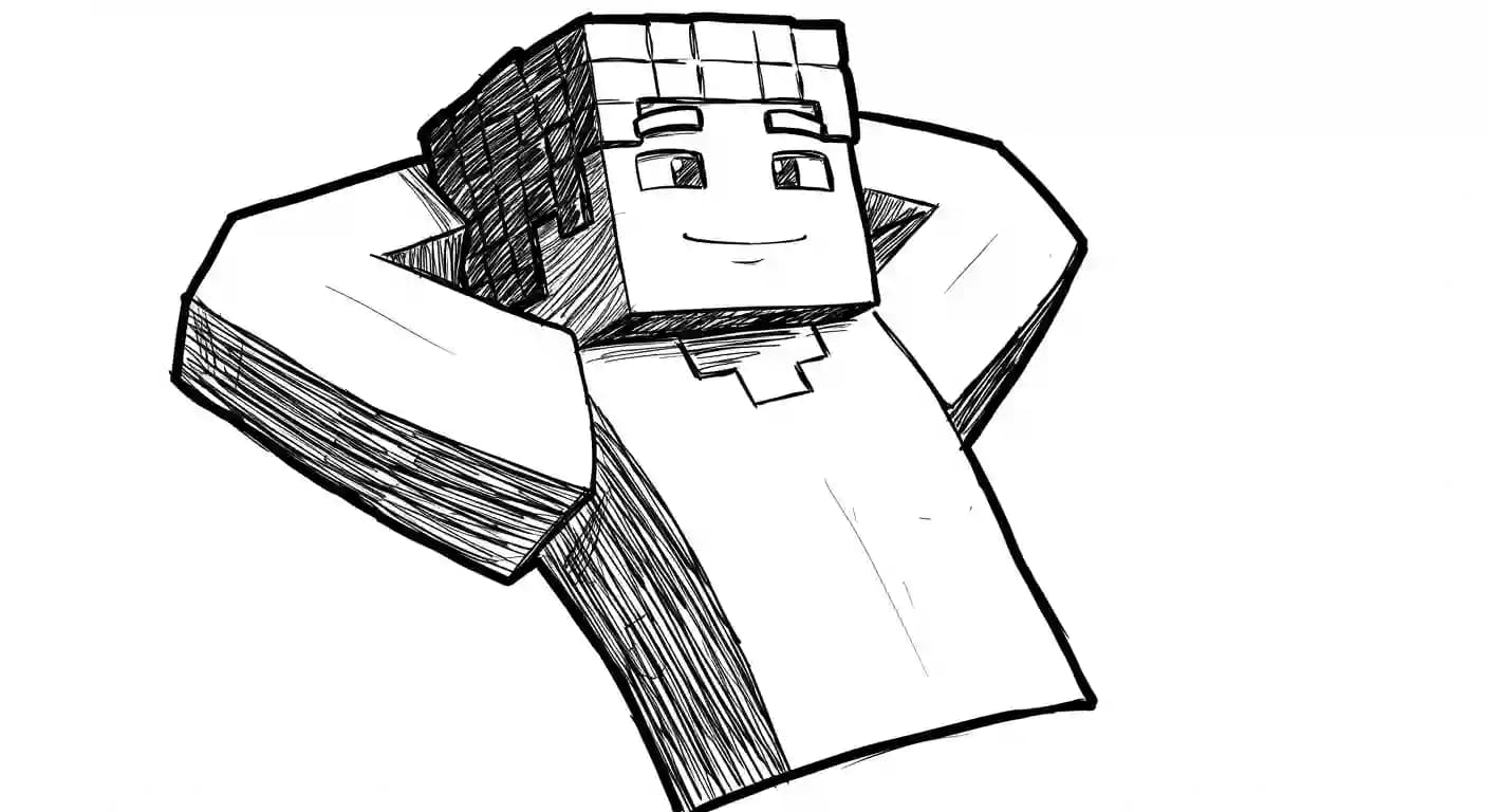 Minecraft Kleurplaat van Minecraft met bekende figuren en avontuurlijke elementen om zelf in te kleuren.