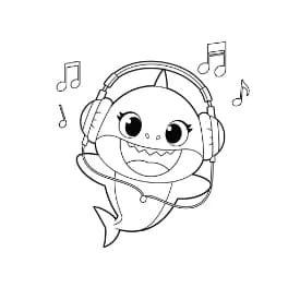Baby Shark Kleurplaat Vrolijke kleurplaat van Baby Shark die kinderen en volwassenen kunnen inkleuren.