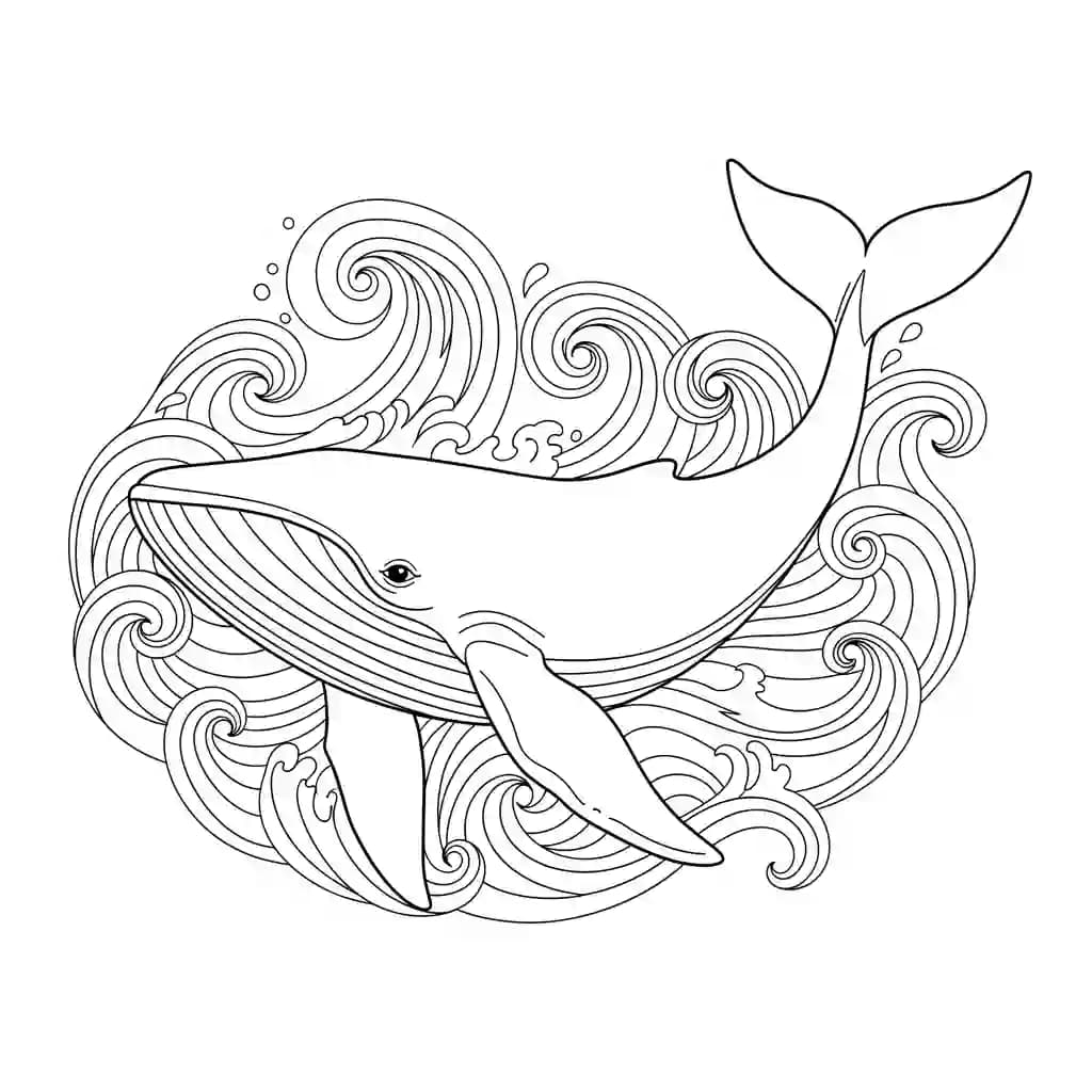 Walvis Kleurplaat van een Walvis die kinderen en volwassenen creatief kunnen inkleuren.
