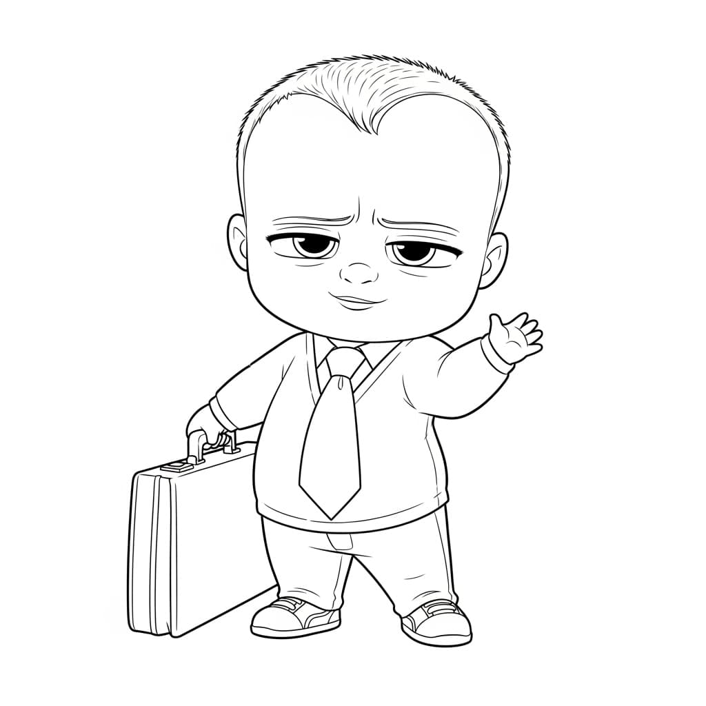 Boss Baby Leuke zwart-wit tekening van Boss Baby om zelf in te kleuren.