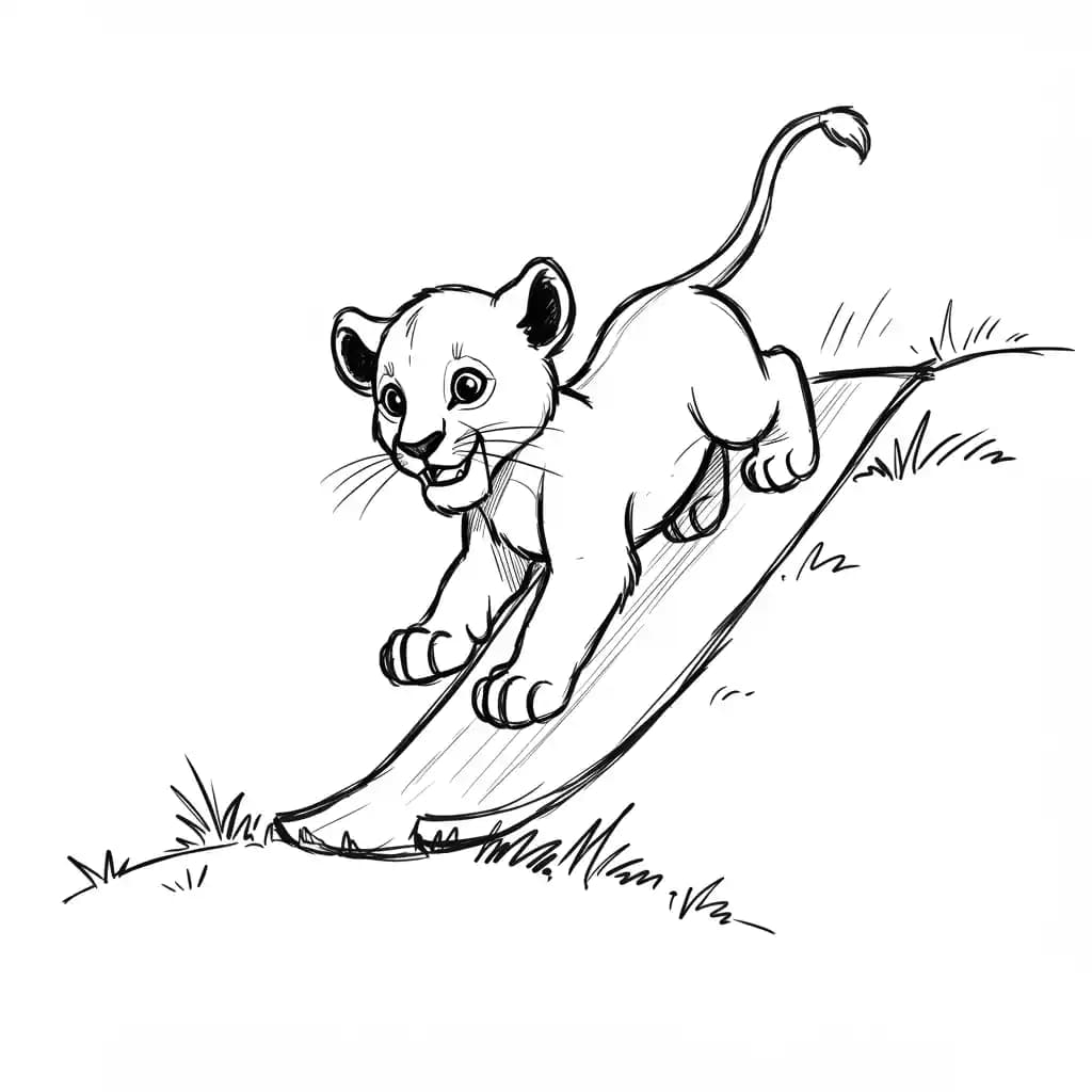 Lion King Gratis kleurplaat van Lion King met vrolijke savannefiguren om in te kleuren.