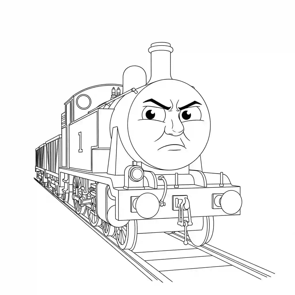 Thomas en vrienden Kleurplaat van Thomas en vrienden met een vrolijk en speels thema om in te kleuren.