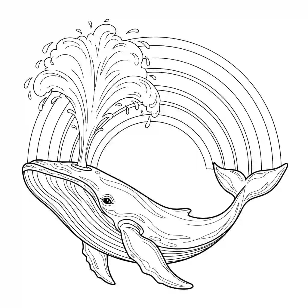 Walvis Kleurplaat van een Walvis die kinderen en volwassenen creatief kunnen inkleuren.