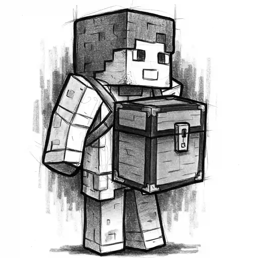 Minecraft Kleurplaat van Minecraft met bekende figuren en avontuurlijke elementen om zelf in te kleuren.