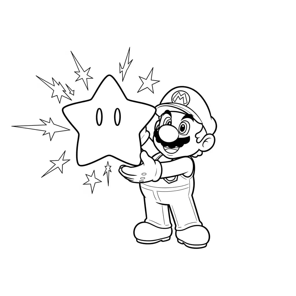 Mario Leuke kleurplaat van Mario om gratis te printen en creatief in te kleuren.