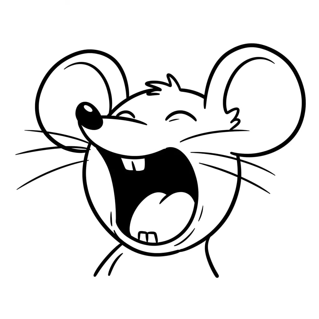 Muis Kleurplaat van een schattige muis die ideaal is om in te kleuren door kinderen en volwassenen.
