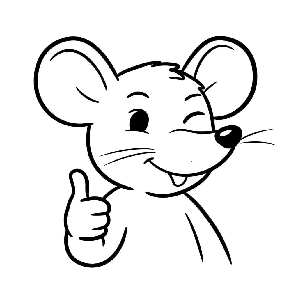 Muis Kleurplaat van een schattige muis die ideaal is om in te kleuren door kinderen en volwassenen.