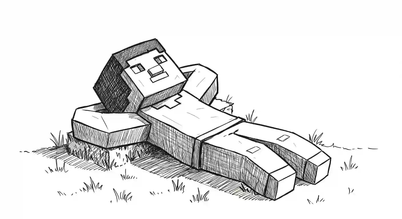 Minecraft Kleurplaat van Minecraft met bekende figuren en avontuurlijke elementen om zelf in te kleuren.