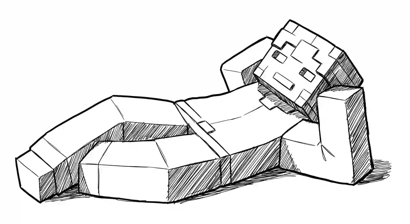 Minecraft Kleurplaat van Minecraft met bekende figuren en avontuurlijke elementen om zelf in te kleuren.