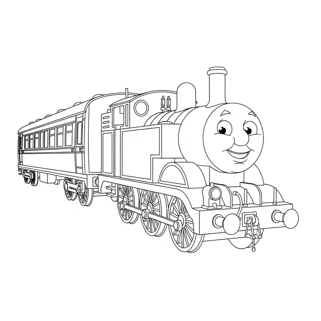 Thomas en vrienden Kleurplaat van Thomas en vrienden met een vrolijk en speels thema om in te kleuren.