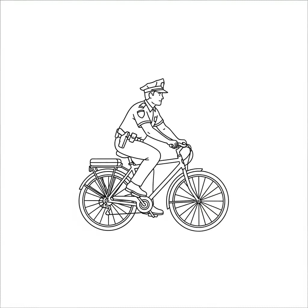 Politie Kleurplaat van de politie met een stoer en herkenbaar thema om zelf in te kleuren.