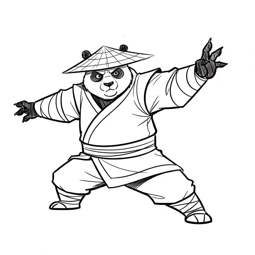 Kung Fu Panda Kleurplaat van Kung Fu Panda met een leuke en avontuurlijke scène om in te kleuren.