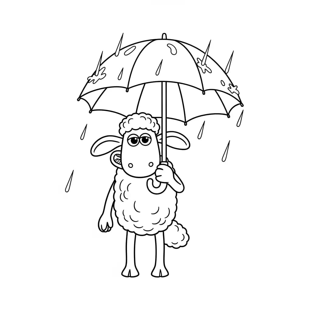 Shaun the Sheep Kleurplaat van Shaun the Sheep met een vrolijk en creatief thema om in te kleuren.