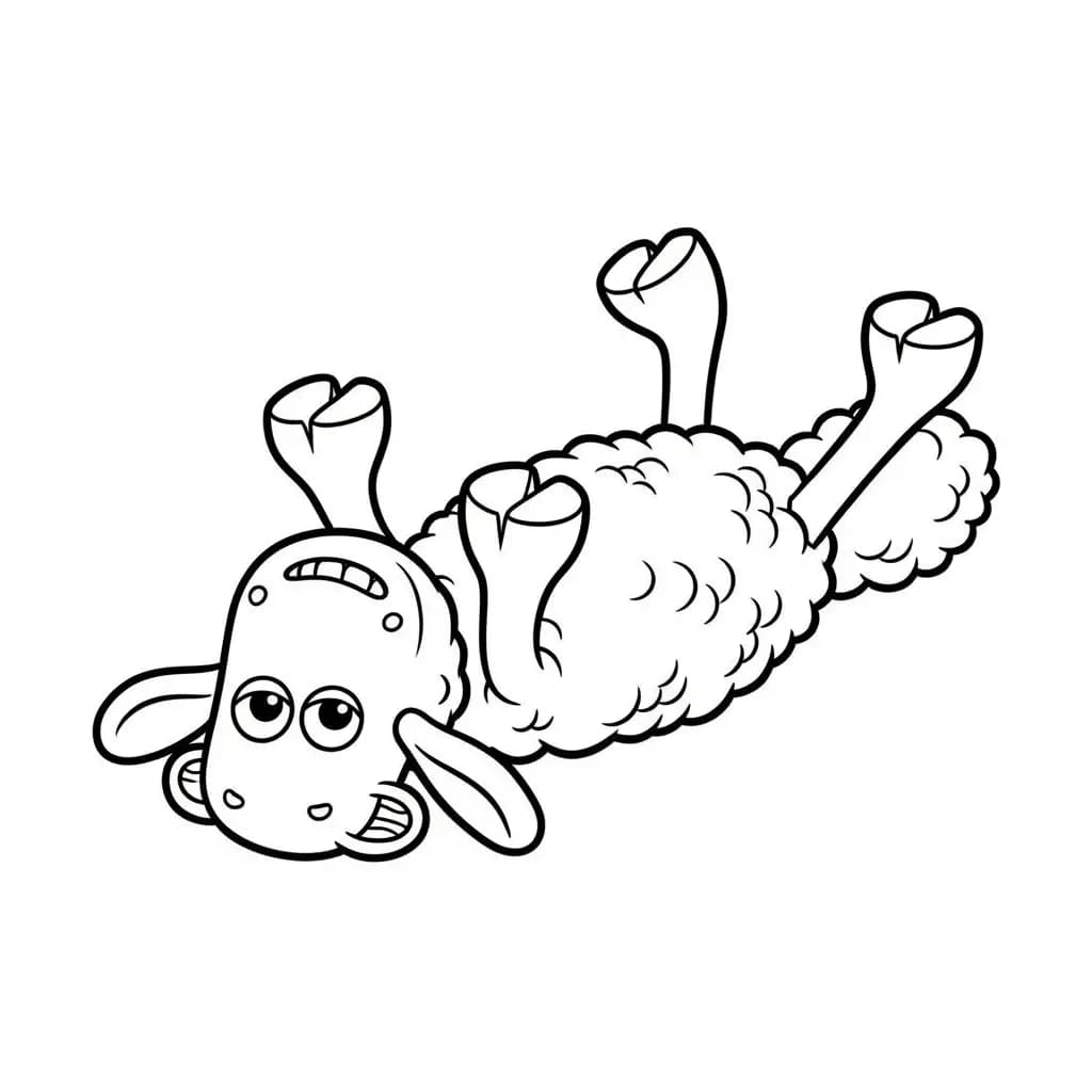 Shaun the Sheep Kleurplaat van Shaun the Sheep met een vrolijk en creatief thema om in te kleuren.