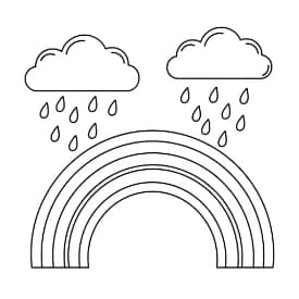 Regenboog Kleurplaat van een regenboog met een vrolijk en creatief thema om in te kleuren.
