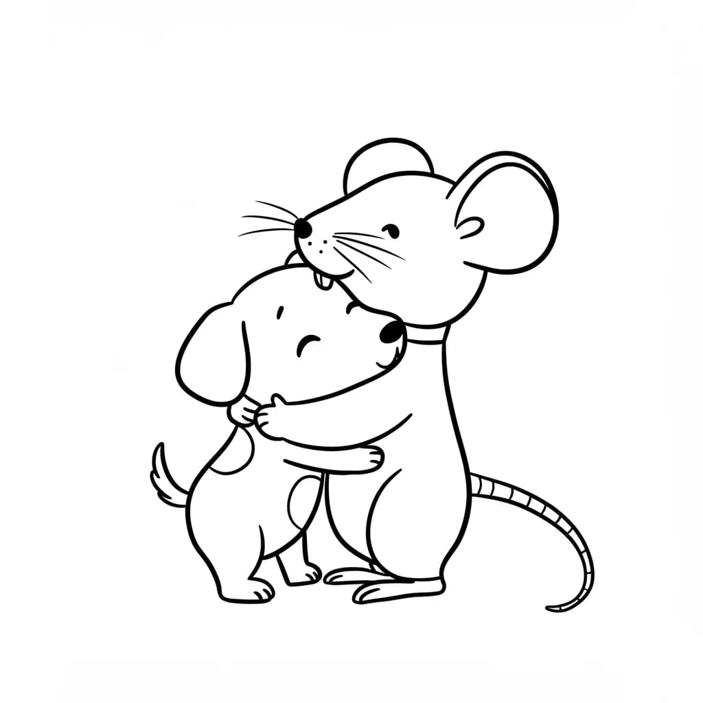 Muis Kleurplaat van een schattige muis die ideaal is om in te kleuren door kinderen en volwassenen.