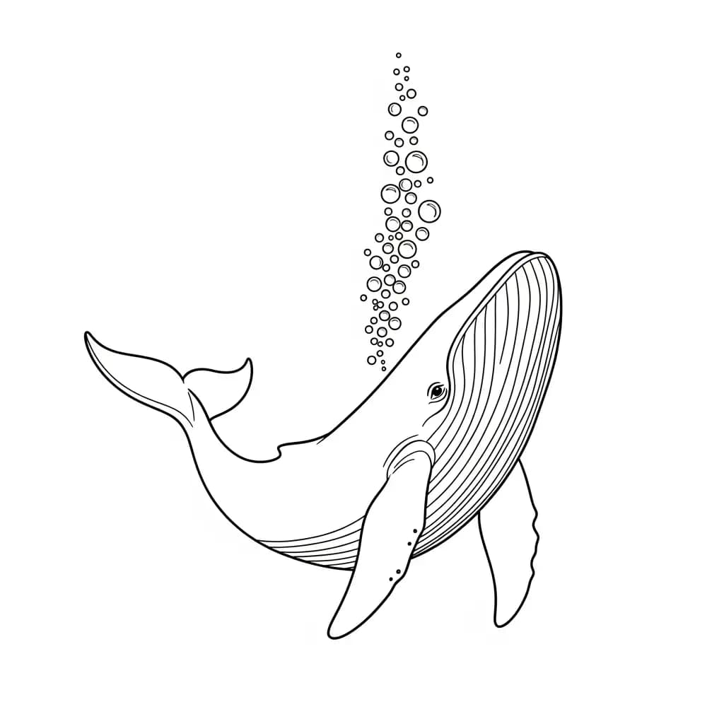 Walvis Kleurplaat van een Walvis die kinderen en volwassenen creatief kunnen inkleuren.