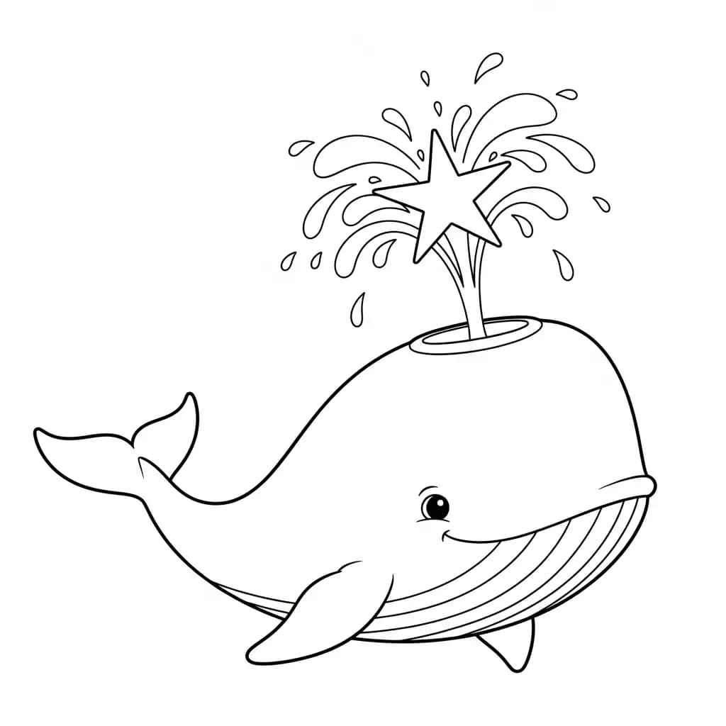 Walvis Kleurplaat van een Walvis die kinderen en volwassenen creatief kunnen inkleuren.