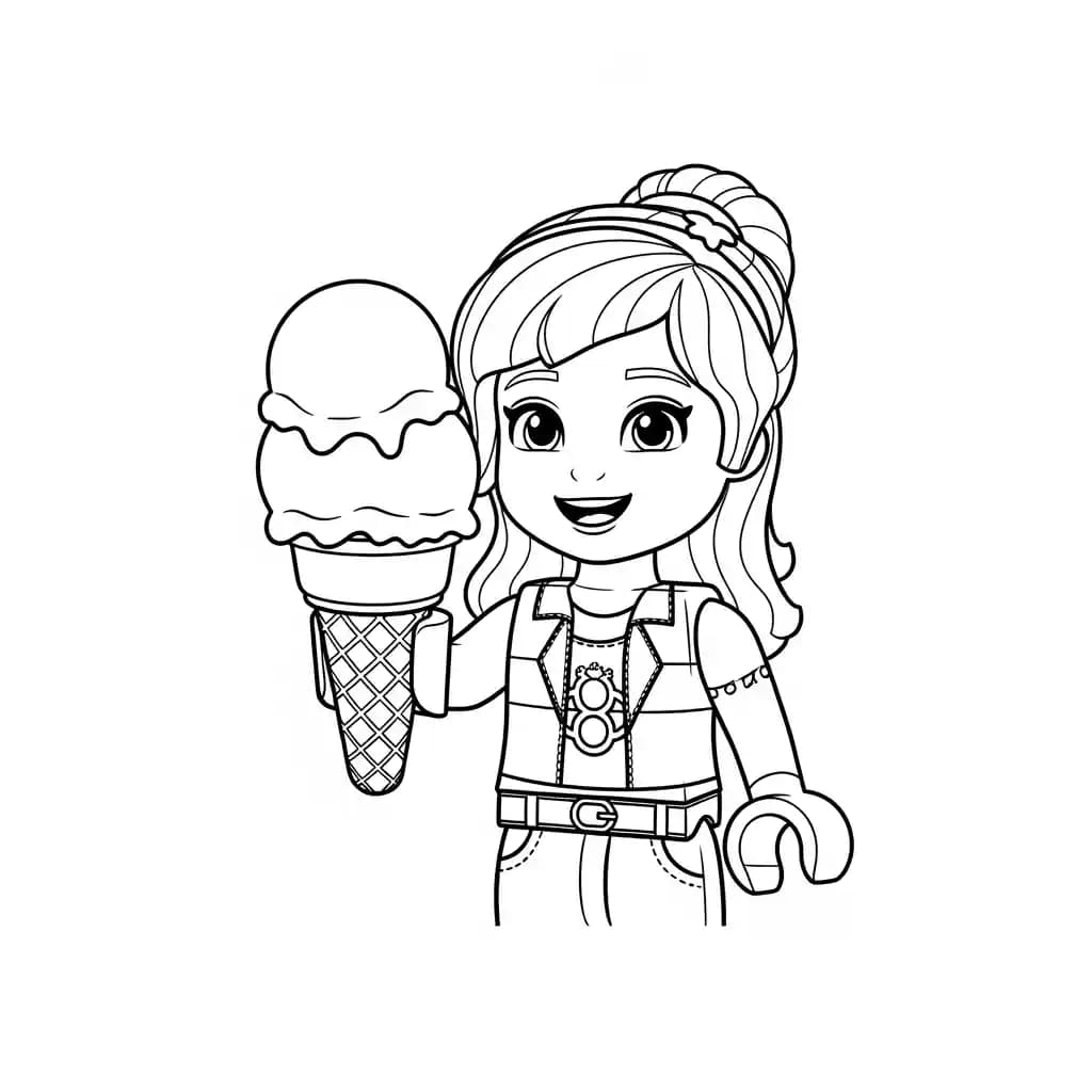 Lego Friends Vrolijke Lego Friends tekening met vrienden die samen plezier maken en ingekleurd kunnen worden.