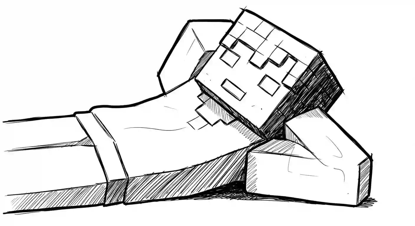 Minecraft Kleurplaat van Minecraft met bekende figuren en avontuurlijke elementen om zelf in te kleuren.