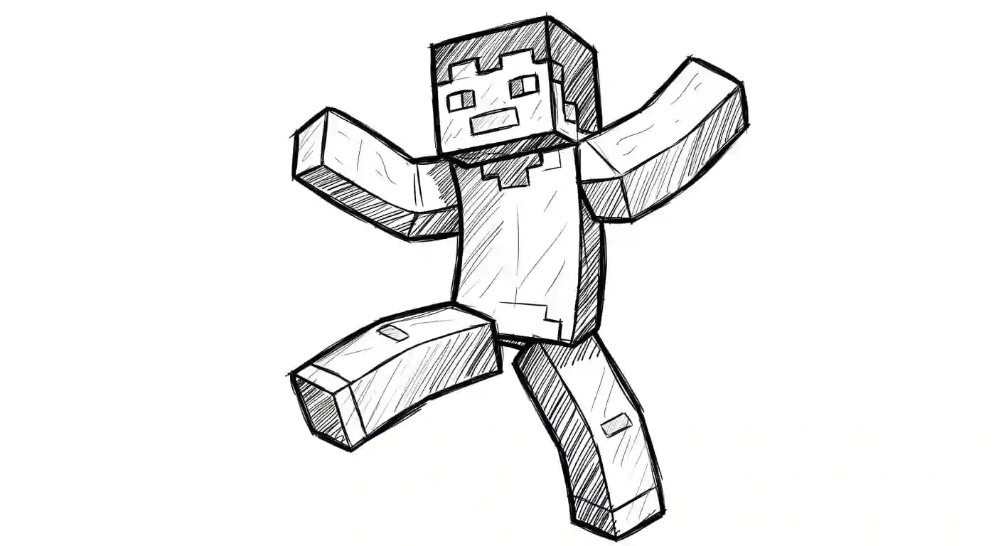 Minecraft Kleurplaat van Minecraft met bekende figuren en avontuurlijke elementen om zelf in te kleuren.