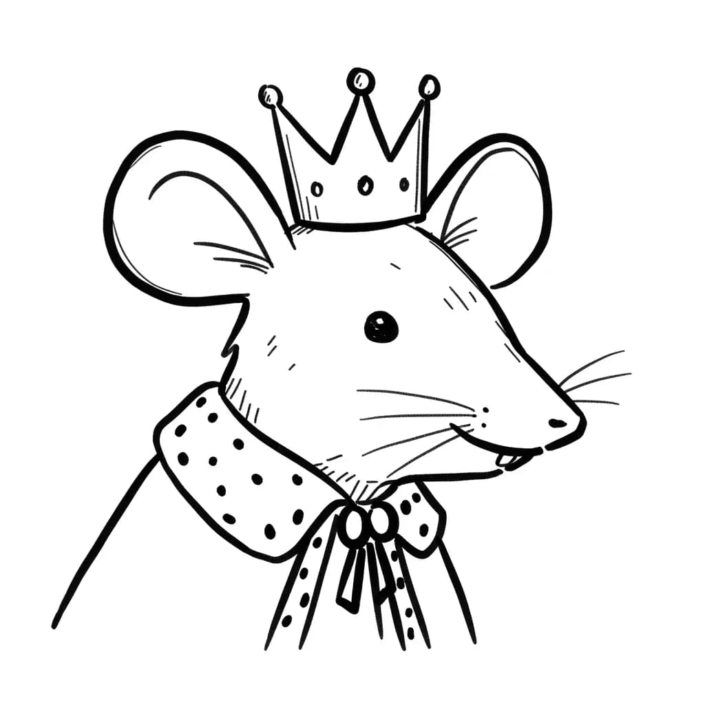 Muis Kleurplaat van een schattige muis die ideaal is om in te kleuren door kinderen en volwassenen.
