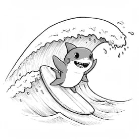 Haai Kleurplaat Zwart-witte kleurplaat van een Haai om zelf in te kleuren.