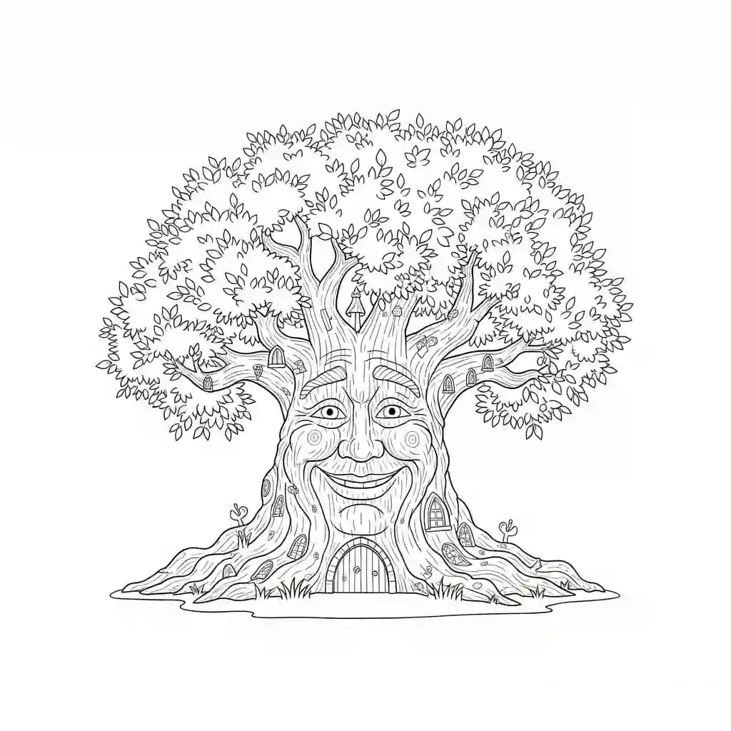 Efteling Kleurplaat van de Efteling met sprookjesachtig thema om zelf creatief in te kleuren.